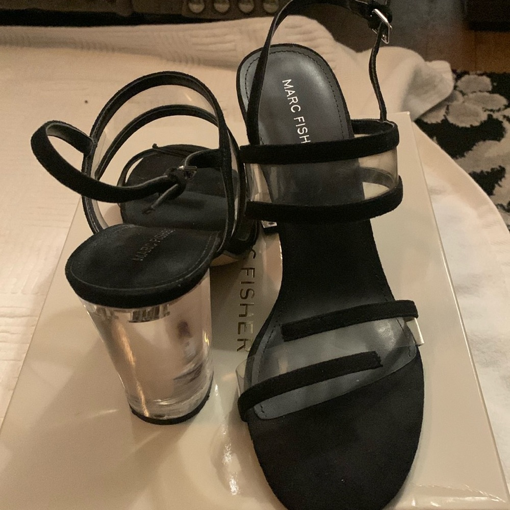 Marc Fisher black, and the acrylic heel black heel 4 inches size 9